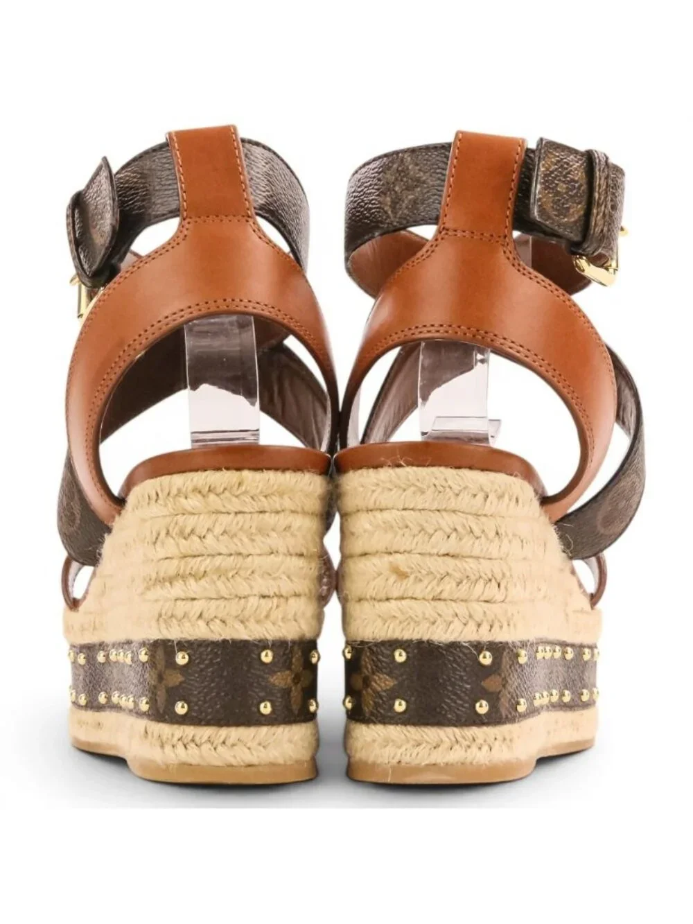 Louis Vuitton Boundary Line Monogram Jute Espadrilles Sandals 38 Brown